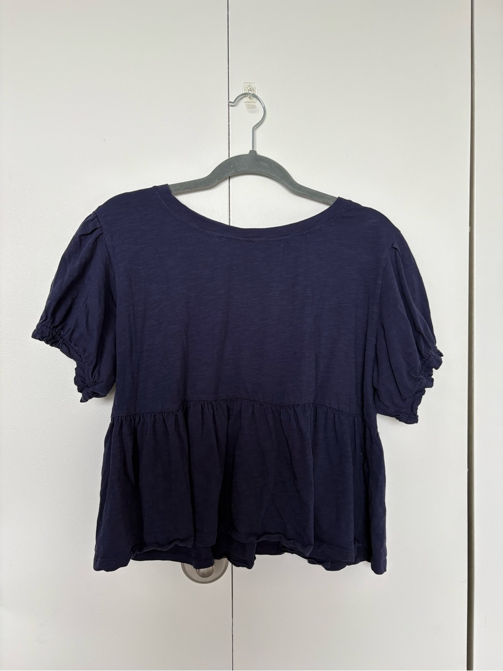 Anthropologie L Navy Blue Peplum T-Shirt